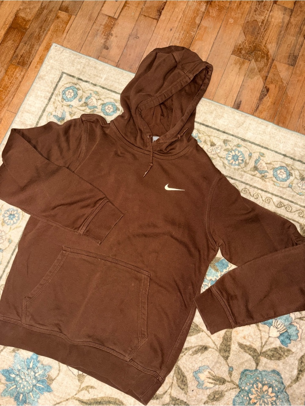 Nike Brown Hooded Sweatshirt with White Swoosh - Men